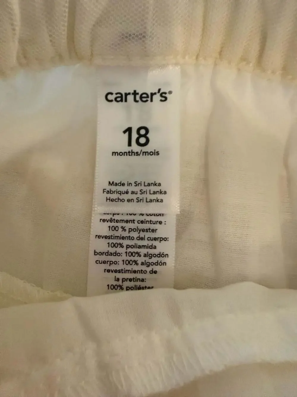 Carter's Baby Girls Double Layer Tiered Floral Lace Skirt in Ivory, 18 Months